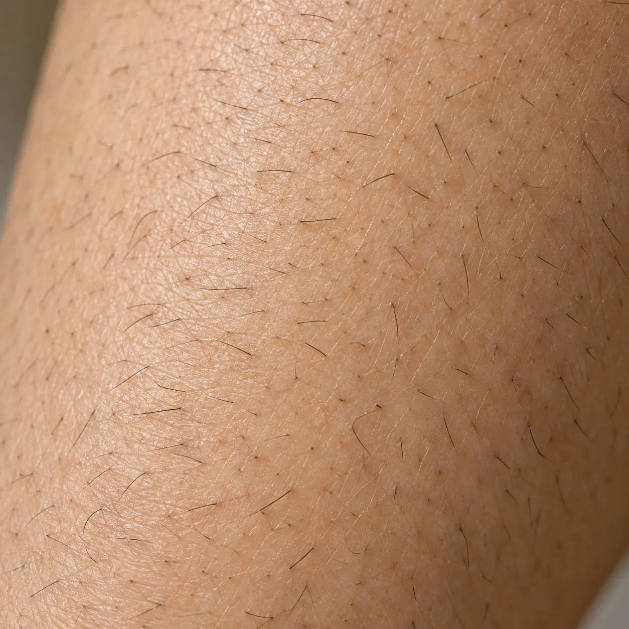 A close-up of short hair regrowth on skin